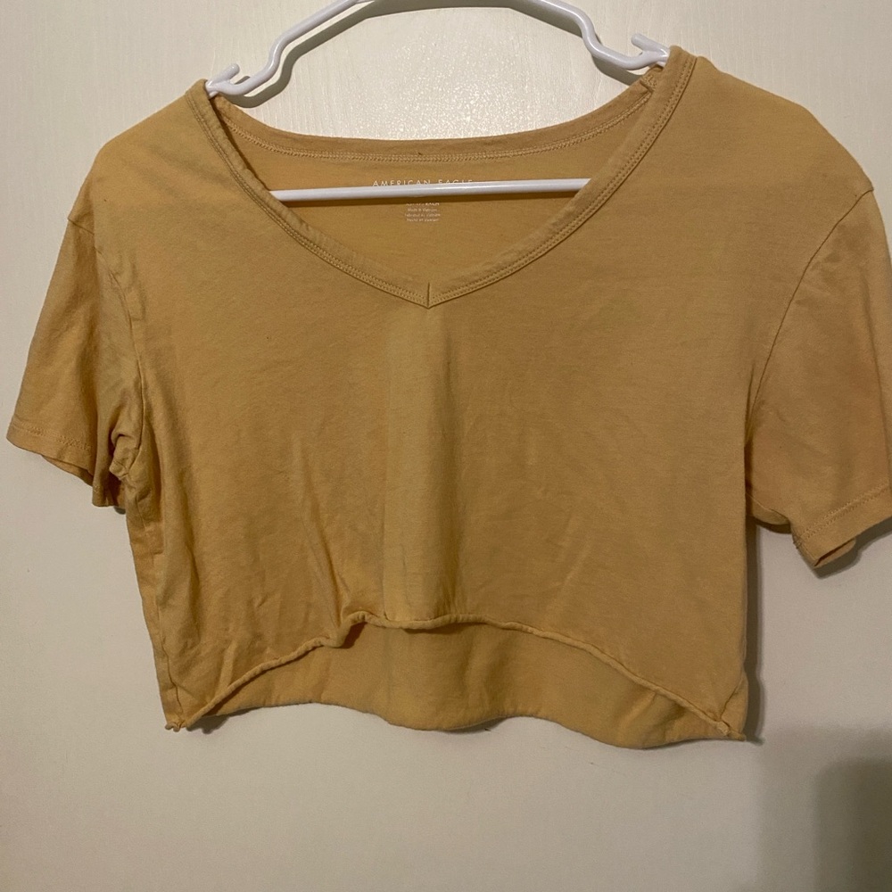 American Eagle Outfitters Mustard V-Neck Crop Top